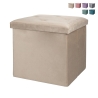 Pouf contenitore quadrato 38x38cm multiuso effetto velluto Yushka Promozione