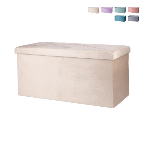 Panca contenitore multiuso effetto velluto 76x37,5x38cm Makino Promozione