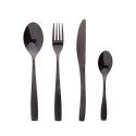 Set 16 posate acciaio inox nero lucido impugnatura martellata Harlem Promozione