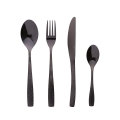 Set 16 posate acciaio inox nero lucido impugnatura martellata Harlem Promozione
