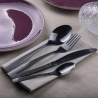 Set 16 posate acciaio inox nero lucido impugnatura martellata Harlem Vendita