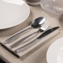 Set 24 posate acciaio inox lucido impugnatura martellata Harlem Vendita