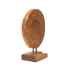 Scultura etnica decorativa in legno teak fatto a mano Coin Offerta