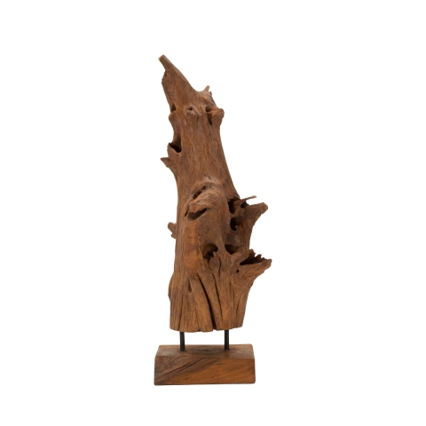Scultura decorativa etnica in legno teak fatta a mano Akar Promozione
