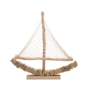 Scultura barca a vela in legno con rete in tessuto 45x45x7cm Enok Sconti