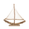 Scultura barca a vela in legno con rete in tessuto 45x45x7cm Enok Sconti