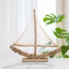 Scultura barca a vela in legno con rete in tessuto 45x45x7cm Enok Vendita