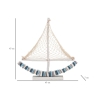 Scultura barca a vela in legno con rete in tessuto 45x45x7cm Enok Costo