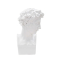Statuetta scultura decorativa in resina bianca volto maschile Enea Promozione