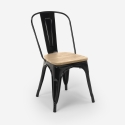 sedie stile industriali design cucina bar steel wood top light 