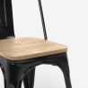 sedie stile industriali design cucina bar steel wood top light 