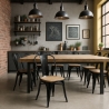 sedie stile industriali design cucina bar steel wood top light 