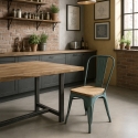 Sedie industriale metallo vintage top legno Steel Old Wood Top Light Saldi