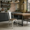 Sedie metallo industriale vintage bianco top legno Steel Old Wood Saldi