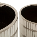 Set 2 vasi in ceramica bianca con decorazioni argento Ray Saldi