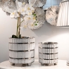 Set 2 vasi in ceramica bianca con decorazioni argento Ray Vendita