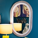 Specchio ovale da parete con cornice in velluto grigio 90x60x4cm Antony Vendita