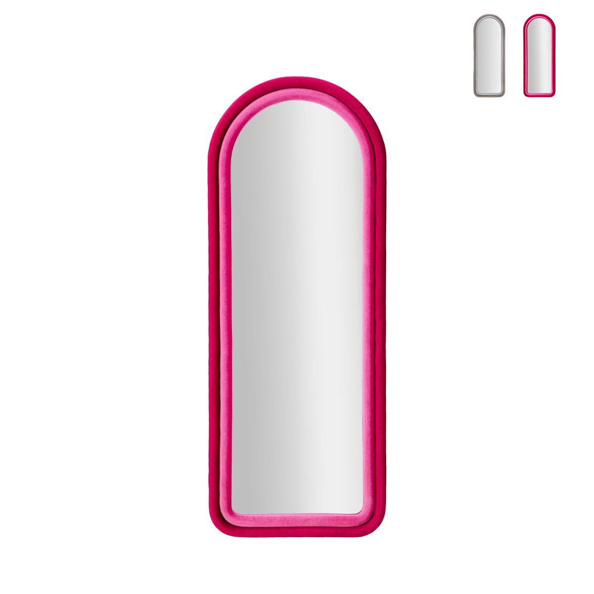 Specchio da parete con cornice ad arco in tessuto 160x60x4 cm Cloe