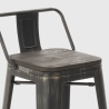sgabello industriale vintage schienale top legno h78cm brush top 