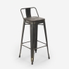 sgabello industriale vintage schienale top legno h78cm brush top 