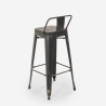 sgabello industriale vintage schienale top legno h78cm brush top 