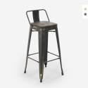 sgabello industriale vintage schienale top legno h78cm brush top Prezzo
