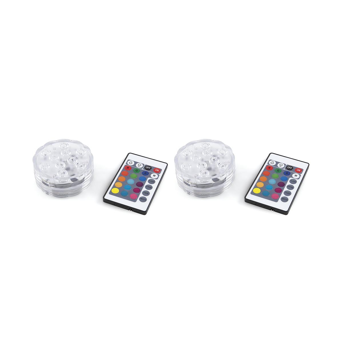 Set 2 faretti LED waterproof telecomando Ø 6,9x2,8 cm Virel
