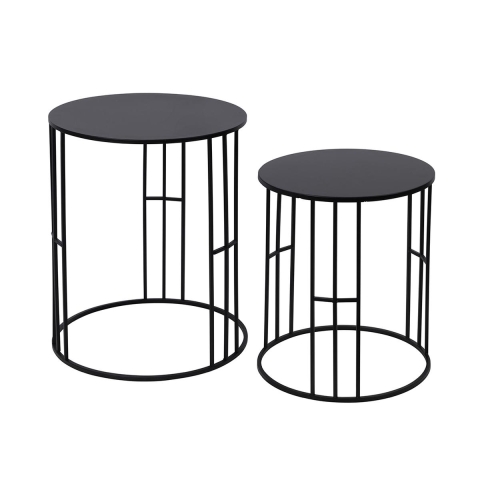 Set 2 tavolini rotondi contemporanei in ferro battuto nero Daram Promozione
