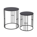 Set 2 tavolini rotondi contemporanei in ferro battuto nero Daram Promozione
