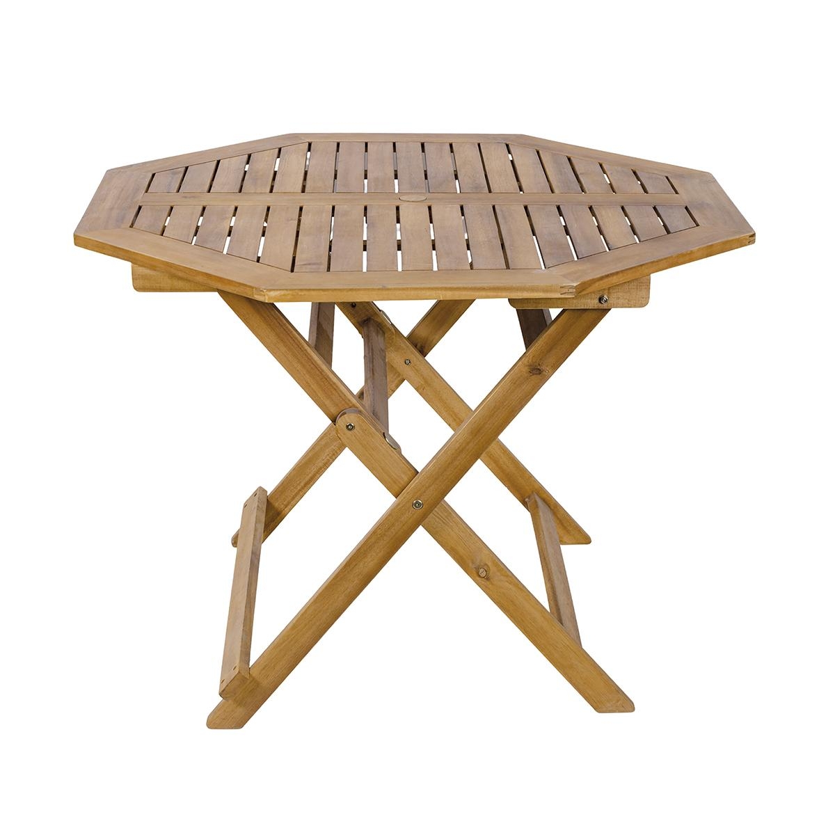 Tavolo da giardino pieghevole ottagonale in legno foro ombrellone Bali