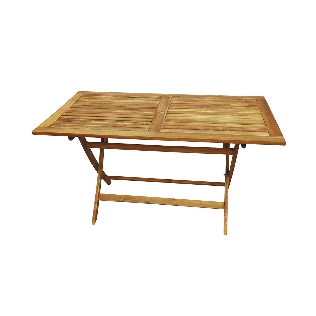 Tavolo da giardino in legno 80x140cm pieghevole foro ombrellone Bali