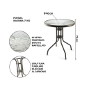 Tavolo tondo da esterno 60 cm acciaio con piano in vetro Lorea Misure
