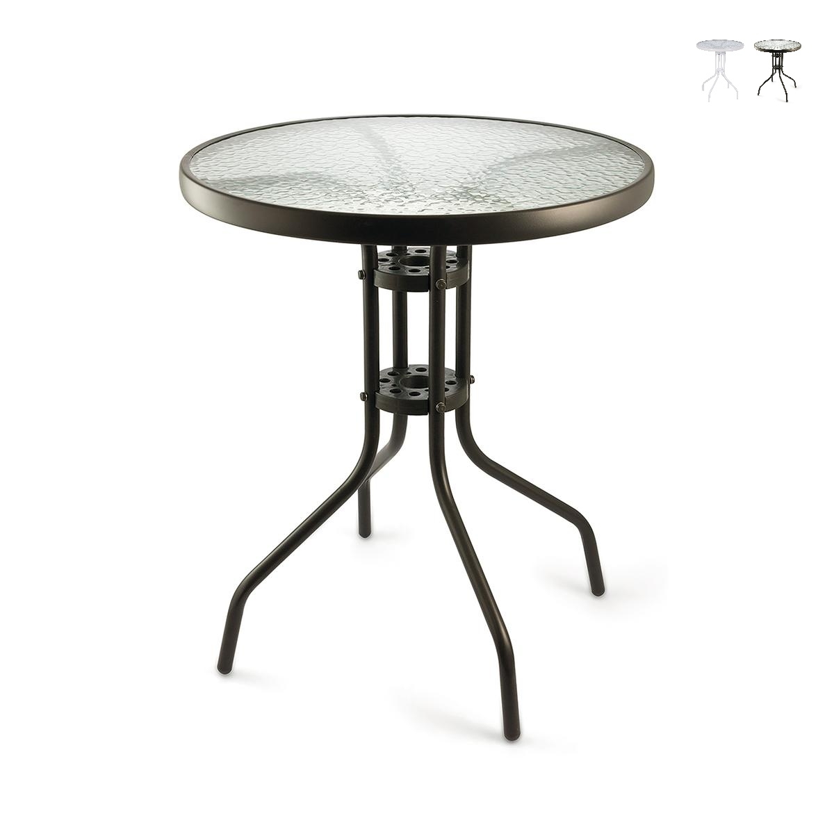 Tavolo tondo da esterno 60 cm acciaio con piano in vetro Lorea Promozione Tavolo tondo da esterno 60 cm acciaio con piano in vetro Lorea Promozione