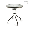 Tavolo tondo da esterno 60 cm acciaio con piano in vetro Lorea Promozione