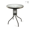 Tavolo tondo da esterno 60 cm acciaio con piano in vetro Lorea Promozione