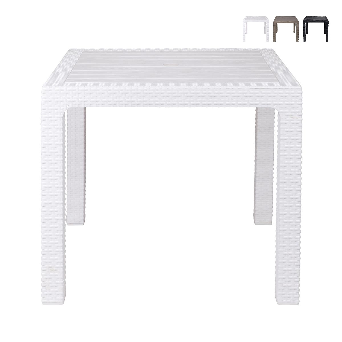 Tavolo quadrato da esterno in plastica effetto rattan 80x80 cm Varnu Promozione Tavolo quadrato da esterno in plastica effetto rattan 80x80 cm Varnu Promozione