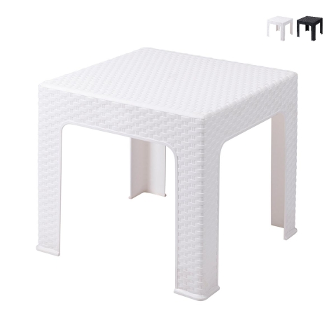 Tavolino basso da esterno 43x43 cm in plastica effetto rattan Zhorek Promozione