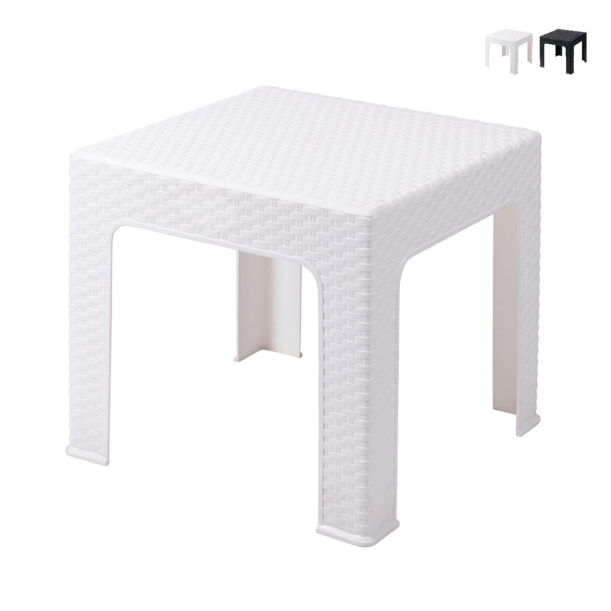 Tavolino basso da esterno 43x43 cm in plastica effetto rattan Zhorek