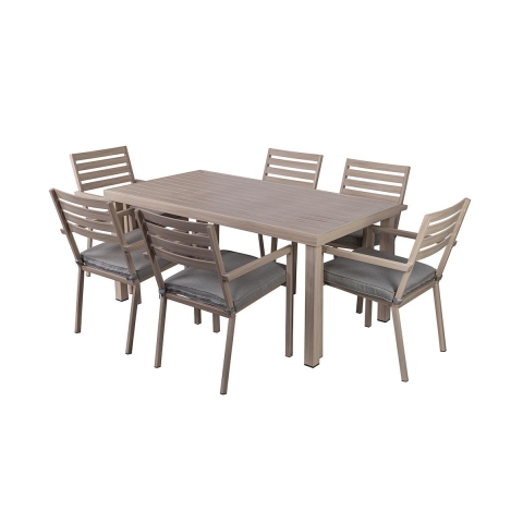 Tavolo esterno + 6 sedie da giardino in alluminio con cuscini Ibiza Promozione