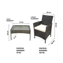 Salotto da giardino in rattan divano 2 poltrone tavolino piano vetro Rodi Modello