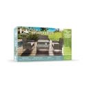 Salotto da giardino in rattan divano 2 poltrone tavolino piano vetro Rodi Scelta