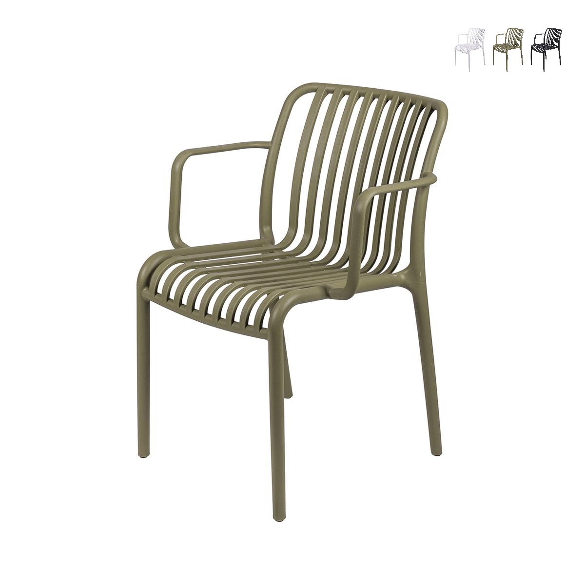 Sedia da esterno con braccioli design moderno impilabile Lamua