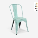sedie design industriale metallo vintage shabby chic stile steel old Promozione