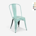 sedie design industriale metallo vintage shabby chic stile steel old Promozione
