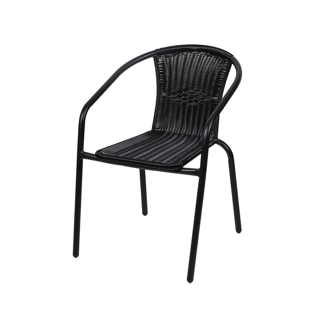 Sedia da esterno giardino con braccioli intrecciata nero Bravik