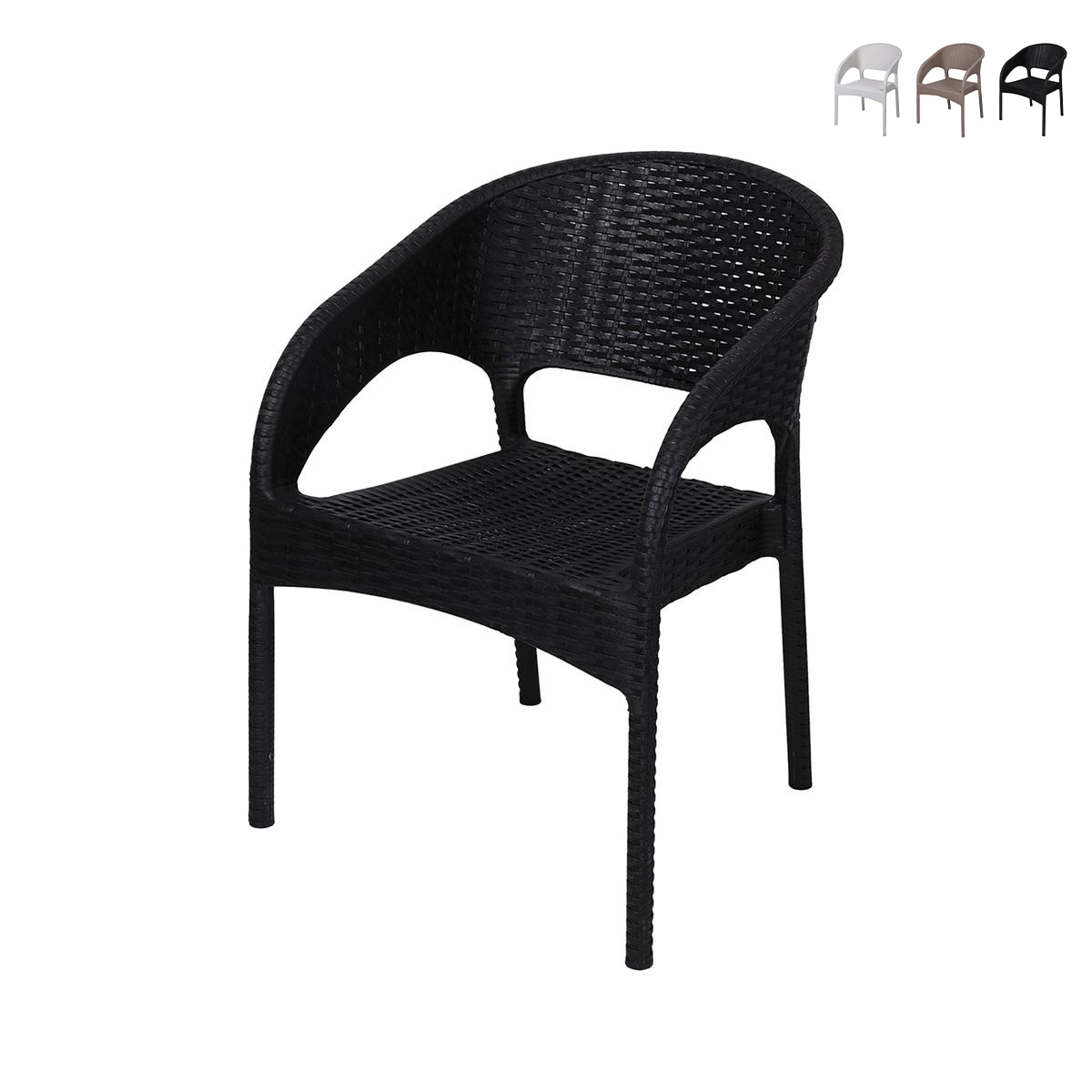 Sedia da esterno con braccioli in polipropilene effetto rattan Zanzibar Promozione Sedia da esterno con braccioli in polipropilene effetto rattan Zanzibar Promozione
