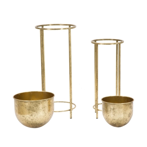 Set 2 vasi fioriere per piante in metallo dorato Lumai Promozione