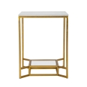 Tavolo da caffè in metallo dorato piano in marmo 47x47x60 Double Marble Offerta