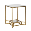 Tavolo da caffè in metallo dorato piano in marmo 47x47x60 Double Marble Promozione