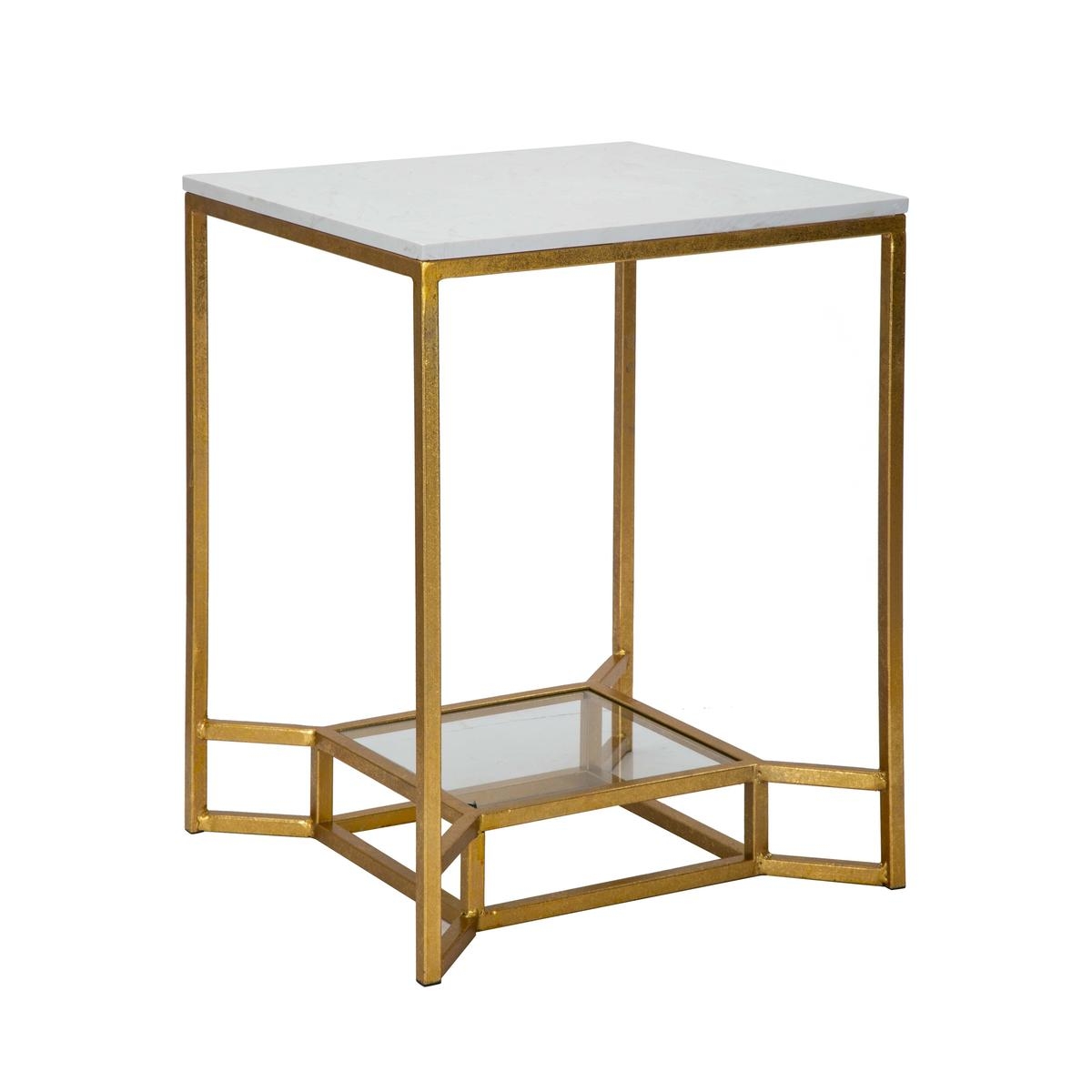 Tavolo da caffè in metallo dorato piano in marmo 47x47x60 Double Marble Promozione Tavolo da caffè in metallo dorato piano in marmo 47x47x60 Double Marble Promozione